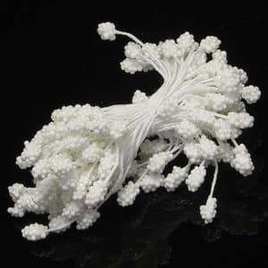 Foam Flower stamen, white, 80 pieces [approximate], [ST777a]
