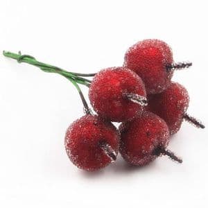 Frost fruit, Flower stamen and wires, Burgandy, 9cm x 19.5mm x 16.5mm, 5 pieces, [ST999]