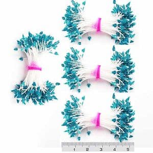 Fuzzy slim stamens, Teal, 750 pieces [approximate], 5.3cm, [ST1487]