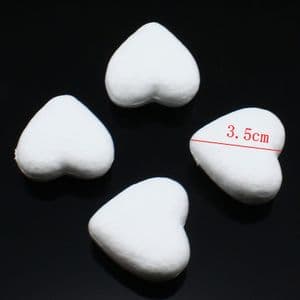 Heart shape, foam, white, 3.5cm x 3.5cm x 1.5cm, 15 pieces, (ST622)