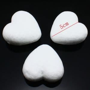 Heart shape, foam, white, 5cm x 5cm x 2.3cm, 16 pieces, (ST623)