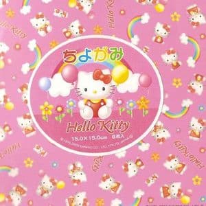 Hello Kitty origami medium, 6 inch (15 cm) square, 8 sheets, (C176b)