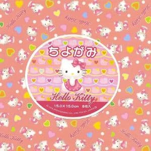 Hello Kitty origami medium, 6 inch (15 cm) square, 8 sheets, (C176d)