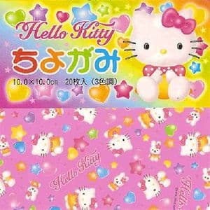 Hello Kitty origami small, 4 inch (10 cm) square, 20 sheets, (c100B)
