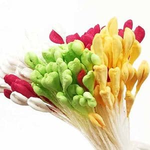 Matt cereal Stamens, white, Burgandy, Matt [not shiny], 160 pieces [approximate], [ST1583]