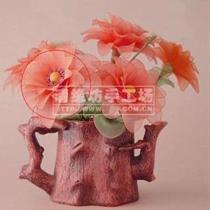 Mesh Nylon flower making kit, orange, 2 flowers, 10cm (diameter of flowers), Autumn surprise, (xs020)