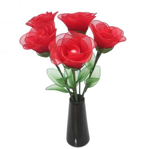 Mesh Nylon flower making kit Pinkish red 5 flowers 6 2cm x 6 2cm