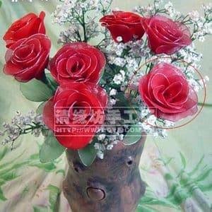 Mesh Nylon flower making kit, Pinkish red, 5 flowers, 8.5cm (diameter of flowers), Rose Kardinal, [xs021]