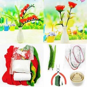 Mesh Nylon flower making kit, Pinkish red, 5 flowers, [XS096]