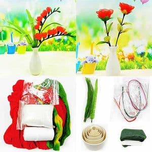 Mesh Nylon flower making kit, Pinkish red, 5 flowers, [XS096a]