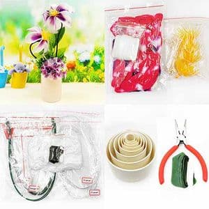 Mesh Nylon flower making kit, Pinkish red, Dark purple, 5 flowers, [XS095]