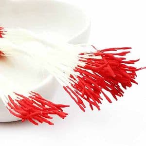 Micro stamens for cake decoration - Long head, Flower stamen, Pinkish red, 95 pieces, 8cm, [ST1507]