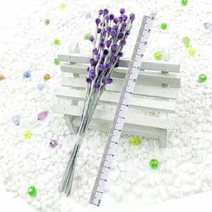 Mini Bouquet Artificial Flower Stamen, Dark purple, 10 pieces, Long 15.5cm, [ST1212]
