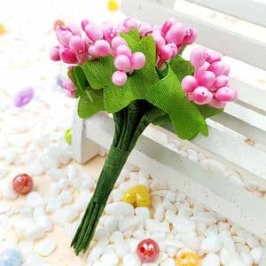 Mini Bouquet Flower Stamen - Pearlescent, pink, 12 pieces, Long 9.5cm, [ST1085]