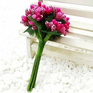Mini Bouquet Flower Stamen - Speckled, Dark red, 12 pieces, Long 9cm, [ST1534]