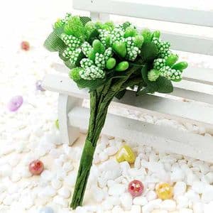 Mini Bouquet Flower Stamen - Speckled, green, 12 pieces, Long 9.5cm, [ST1067]