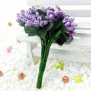 Mini Bouquet Flower Stamen - Speckled, Indigo, 12 pieces, Long 9.5cm, [ST1069]