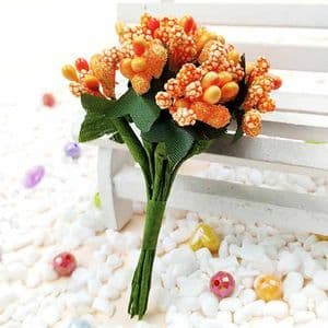 Mini Bouquet Flower Stamen - Speckled, orange, 12 pieces, Long 9.5cm, [ST1073]