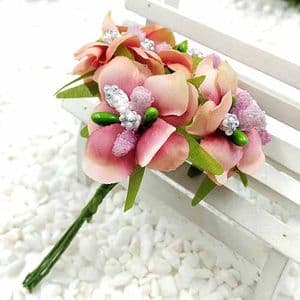 Mini Bouquet Flower Stamen - with petal, Magenta, 6 pieces, Long 10.5cm, [ST1106]