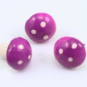 Mushrooms, foam and wires, purple, 3cm x 3cm x 3cm, 3 pieces, [ST858]