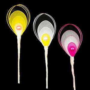 Nylon Peacock petals, wires and Nylon, white, 11cm x 3.5cm, 3 pieces, [WWS0014]