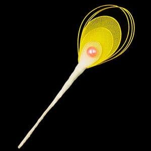 Nylon Peacock petals, wires and Nylon, Yellow, 11cm x 3.5cm, 3 pieces, [WWS0012]