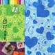 Patterns Shoyu Paper - blue heart, 6 inch (15 cm) square, 15 sheets, (YHZ051)