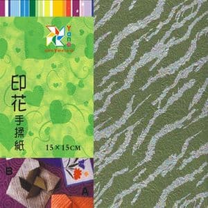 Patterns Shoyu Paper - green Straight lines, 6 inch (15 cm) square, 15 sheets, (YHZ031)