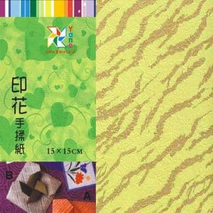 Patterns Shoyu Paper - green Straight lines, 6 inch (15 cm) square, 15 sheets, (YHZ032)