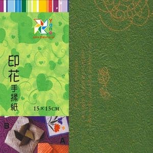 Patterns Shoyu Paper - green Straight lines, 6 inch (15 cm) square, 15 sheets, (YHZ086)