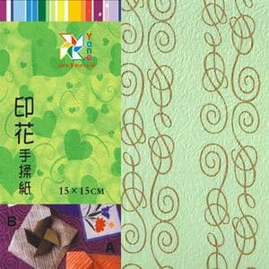 Patterns Shoyu Paper - green Straight lines, 6 inch (15 cm) square, 15 sheets, (YHZ089)