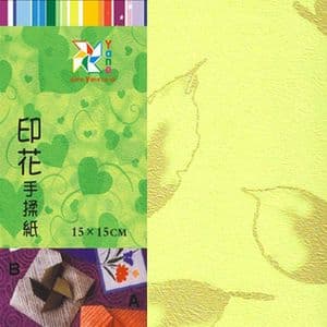 Patterns Shoyu Paper - green Tree leaves, 6 inch (15 cm) square, 15 sheets, (YHZ071)