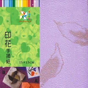 Patterns Shoyu Paper - purple Tree leaves, 6 inch (15 cm) square, 15 sheets, (YHZ066)