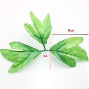 Peony leaf, Cloth and Plastic, Bright green, 9cm x 7cm, 10 pieces, (ST672)