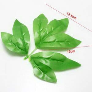 Peony leaf, Plastic, Bright green, 13.5cm x 3cm, 5 pieces, (ST712)