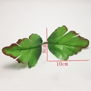 Peony leaf, Plastic, green, Dark red, 8cm  x 10cm, 10 pieces, (ST555a)