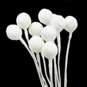 Prosperous fruit, foam and wires, white, 0.8cm x 0.8cm x 10cm [approximate], 10 pieces, [ST1448A]