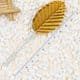 Rose leaf, Artificial fibers and wires, Gold colour, 11cm x 3cm [approximate], 10 pieces, [ST1089]