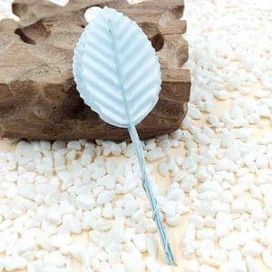 Rose leaf, Artificial fibers and wires, Light blue, 11cm x 3cm [approximate], 10 pieces, [ST1091]
