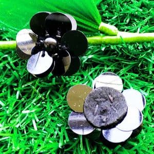 Sequin flower, black, 1 Sequin flower, 2.7cm, [CZP594]