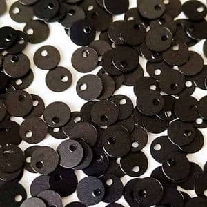 Sequins, black, Diameter 5mm, 600 pieces [approximate], 5g, Disc shape, are NOT shiny, [CZP722]