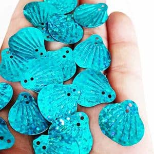 Sequins, blue, 20mm, 50 pieces [approximate], 5g, Faceted designer shapes, are shiny, [CZP788]