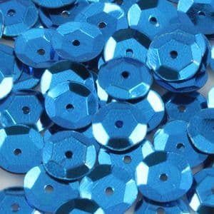Sequins, blue, Diameter 8mm, 550 pieces, 10g, Faceted Discs, Sequins are shiny, [CZP267]