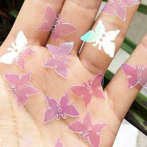 Sequins, Clear colour, 12mm x 17mm, 116 pieces, 5g, Butterfly shape, Sequins are shiny, [CZP612]