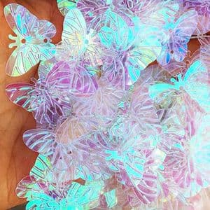Sequins, Clear colour, 19mm x 23mm, 50 pieces, 5g, Butterfly shape, Sequins are shiny, [CZP611]