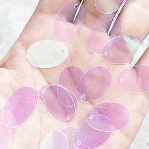 Sequins, Clear colour, 7mm x 19mm, 66 pieces, 5g, Oval, Sequins are shiny, [CZP630]