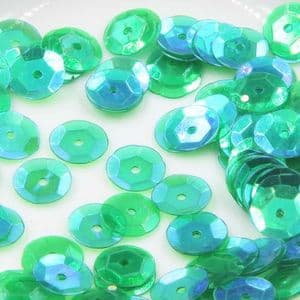 Sequins, Dark green, Diameter 8mm, 250 pieces, 5g, Faceted Discs, Sequins are shiny, [CZP532]