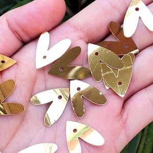 Sequins, Gold colour, 15mm x 20mm, 88 pieces, 5g, Heart shape, Sequins are shiny, [CZP659]