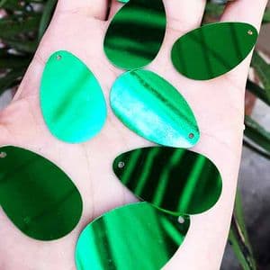 Sequins, green, 18mm x 30mm, 30 pieces, 5g, Oval, Sequins are shiny, [CZP637]