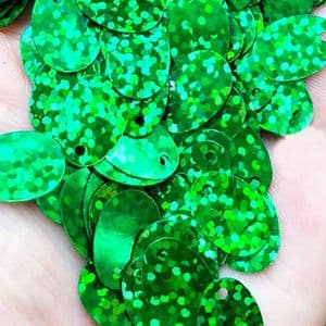 Sequins, green, 9mm x 13mm, 145 pieces, 5g, Oval, Sequins are shiny, [CZP631]